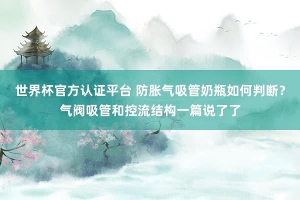 世界杯官方认证平台 防胀气吸管奶瓶如何判断?气阀吸管和控流结构一篇说了了