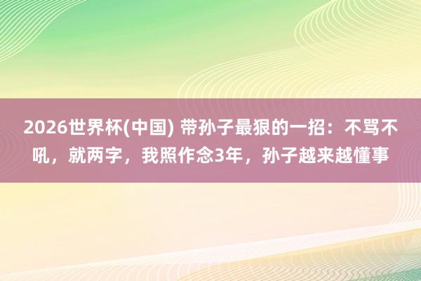 2026世界杯(中国) 带孙子最狠的一招:不骂不吼,就两字,我照作念3年,孙子越来越懂事