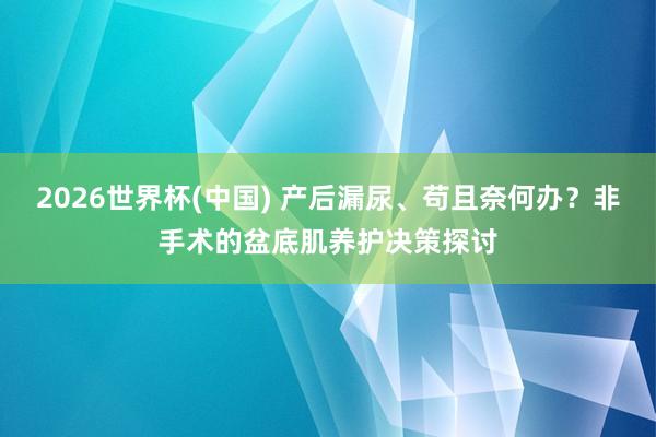 2026世界杯(中国) 产后漏尿、苟且奈何办?非手术的盆底肌养护决策探讨