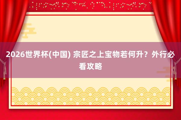 2026世界杯(中国) 宗匠之上宝物若何升?外行必看攻略