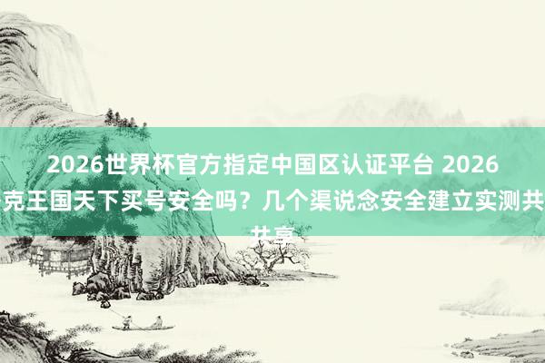 2026世界杯官方指定中国区认证平台 2026洛克王国天下买号安全吗?几个渠说念安全建立实测共享