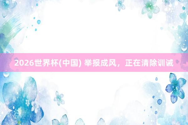 2026世界杯(中国) 举报成风，正在清除训诫