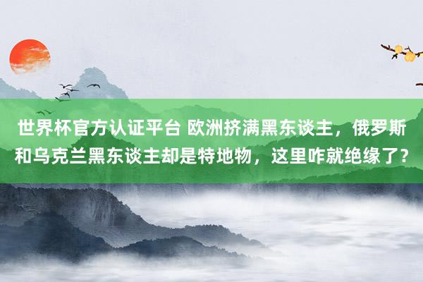 世界杯官方认证平台 欧洲挤满黑东谈主,俄罗斯和乌克兰黑东谈主却是特地物,这里咋就绝缘了?