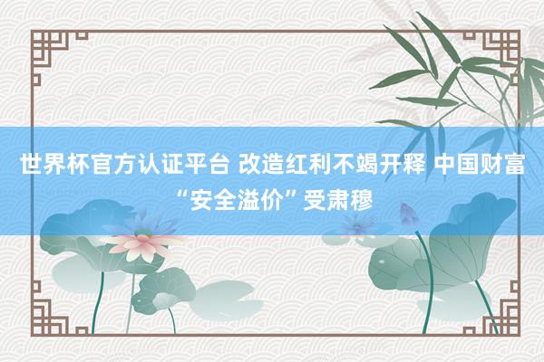世界杯官方认证平台 改造红利不竭开释 中国财富“安全溢价”受肃穆