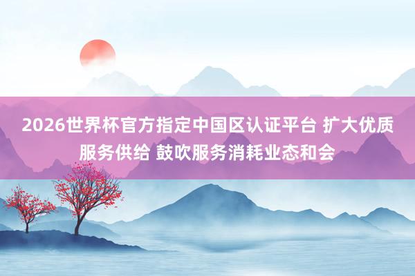 2026世界杯官方指定中国区认证平台 扩大优质服务供给 鼓吹服务消耗业态和会