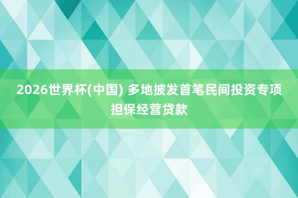 2026世界杯(中国) 多地披发首笔民间投资专项担保经营贷款