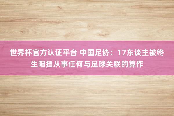 世界杯官方认证平台 中国足协:17东谈主被终生阻挡从事任何与足球关联的算作