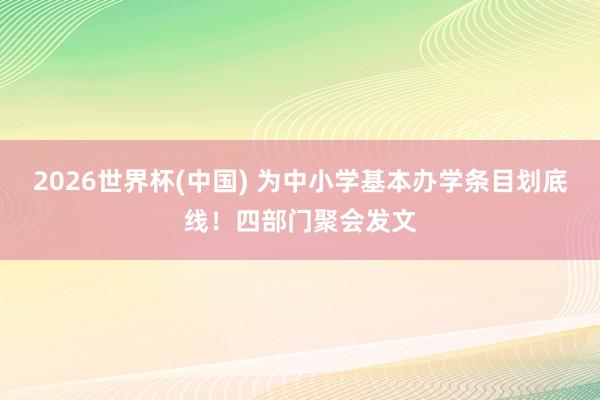2026世界杯(中国) 为中小学基本办学条目划底线!四部门聚会发文