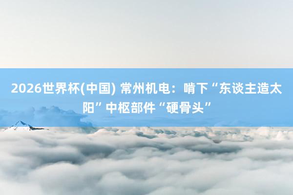 2026世界杯(中国) 常州机电:啃下“东谈主造太阳”中枢部件“硬骨头”