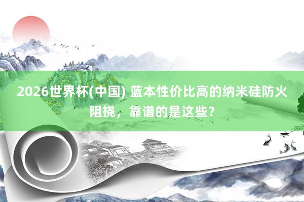 2026世界杯(中国) 蓝本性价比高的纳米硅防火阻挠,靠谱的是这些?