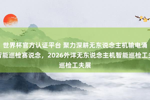 世界杯官方认证平台 聚力深耕无东说念主机输电涌现智能巡检赛说念,2026外洋无东说念主机智能巡检工夫展