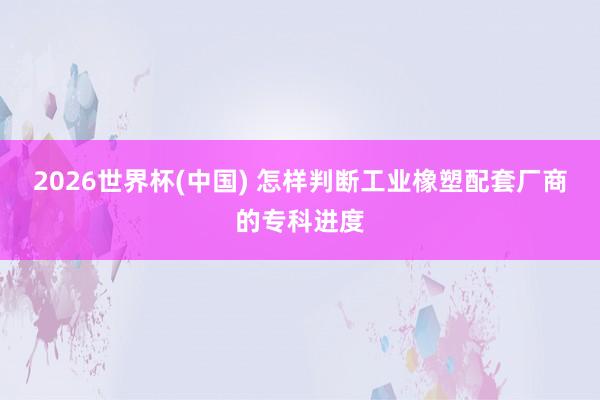2026世界杯(中国) 怎样判断工业橡塑配套厂商的专科进度