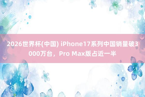 2026世界杯(中国) iPhone17系列中国销量破3000万台,Pro Max版占近一半