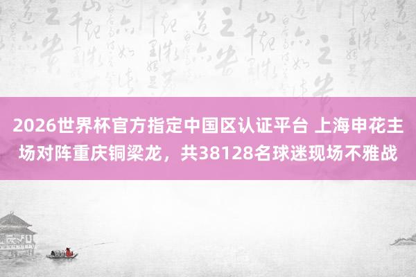 2026世界杯官方指定中国区认证平台 上海申花主场对阵重庆铜梁龙,共38128名球迷现场不雅战