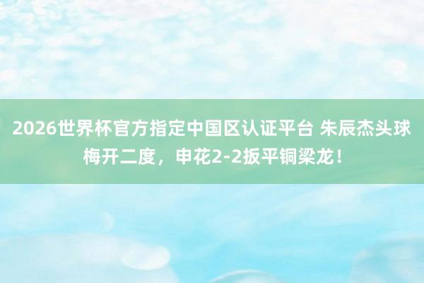 2026世界杯官方指定中国区认证平台 朱辰杰头球梅开二度，申花2-2扳平铜梁龙！