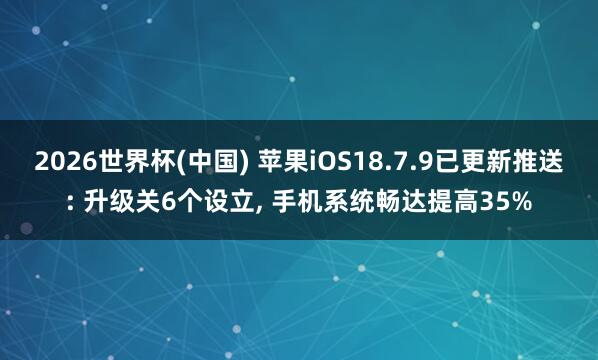 2026世界杯(中国) 苹果iOS18.7.9已更新推送: 升级关6个设立, 手机系统畅达提高35%