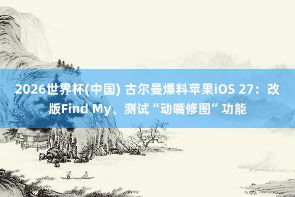 2026世界杯(中国) 古尔曼爆料苹果iOS 27:改版Find My、测试“动嘴修图”功能