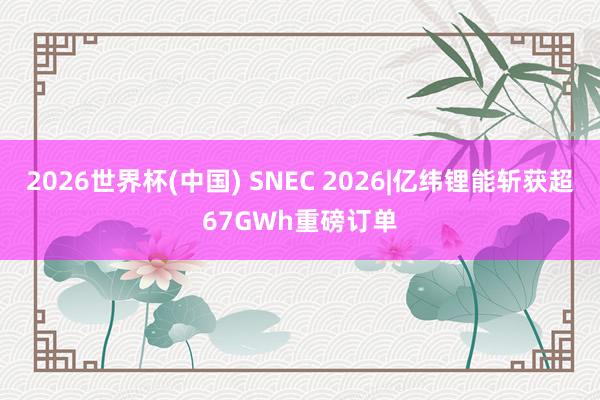 2026世界杯(中国) SNEC 2026|亿纬锂能斩获超67GWh重磅订单