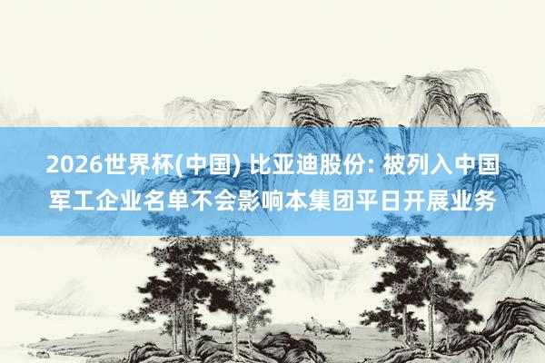 2026世界杯(中国) 比亚迪股份: 被列入中国军工企业名单不会影响本集团平日开展业务