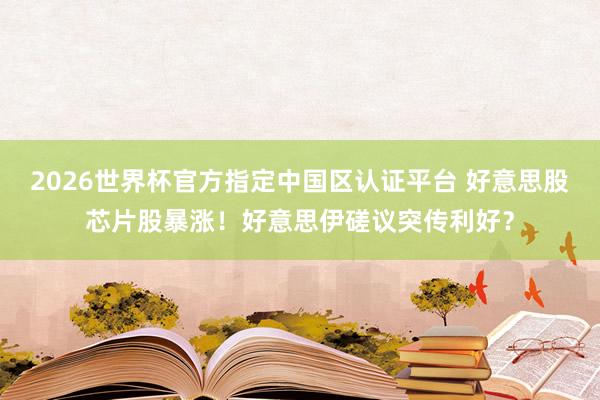 2026世界杯官方指定中国区认证平台 好意思股芯片股暴涨！好意思伊磋议突传利好？
