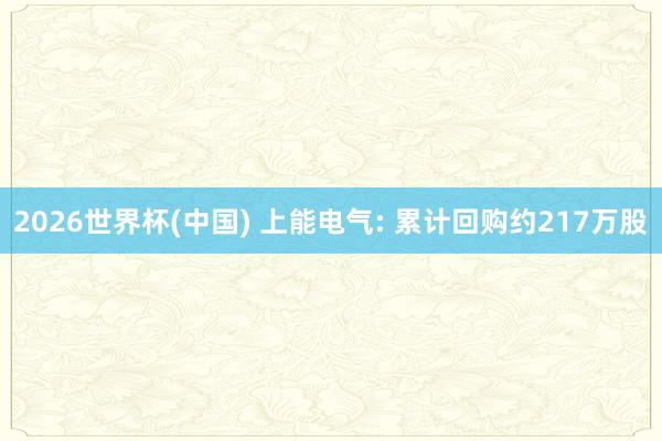 2026世界杯(中国) 上能电气: 累计回购约217万股