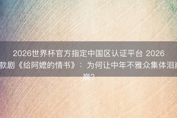 2026世界杯官方指定中国区认证平台 2026爆款剧《给阿嬷的情书》:为何让中年不雅众集体泪崩?