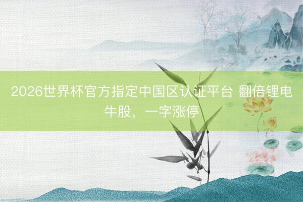 2026世界杯官方指定中国区认证平台 翻倍锂电牛股,一字涨停