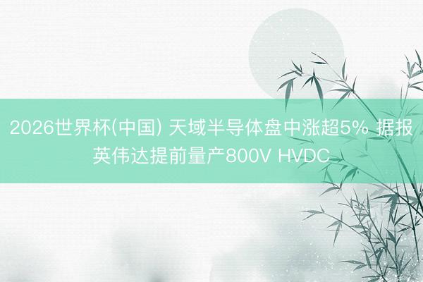 2026世界杯(中国) 天域半导体盘中涨超5% 据报英伟达提前量产800V HVDC