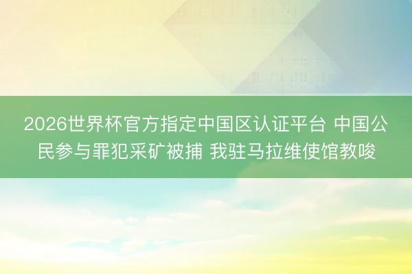 2026世界杯官方指定中国区认证平台 中国公民参与罪犯采矿被捕 我驻马拉维使馆教唆