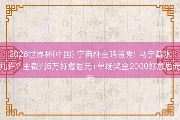 2026世界杯(中国) 宇宙杯主哨首秀! 马宁薪水几许? 主裁判5万好意思元+单场奖金2000好意思元